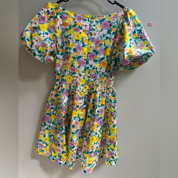 Lulus Attract Attention Multi Floral Puff Sleeve Tie-Front Mini Dress Women’s S - Picture 12 of 13
